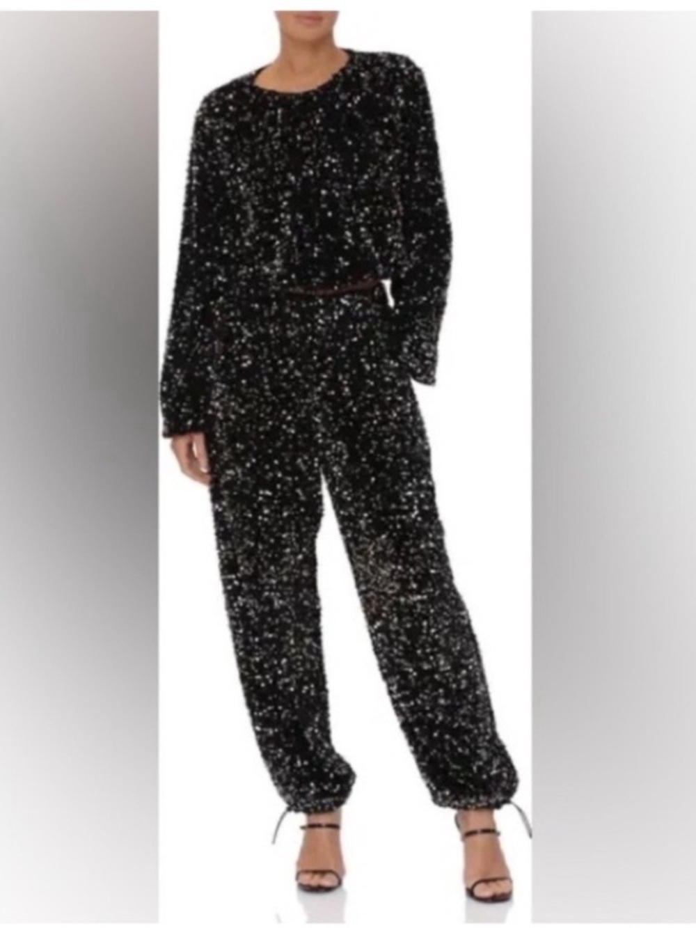 Anthropologie Avec Les Filles Sequin Black Matching Set Size Medium